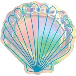 Shell Shaped Plate Iridescent 7" 8CT