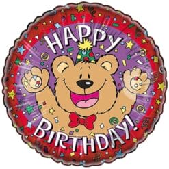 18" RND Happy Birthday Bear 1S Foil BLN