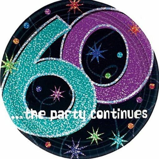 60Th The Party Continues Plates 9&Quot; 8Ct