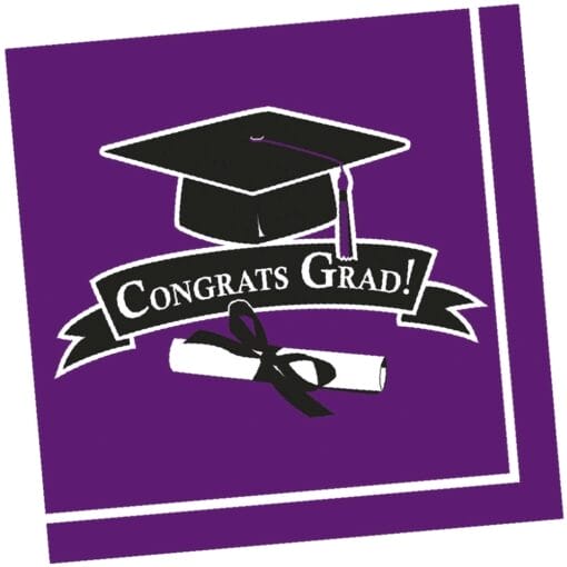 Purple Grad Congrats Napkins Lunch 36Ct