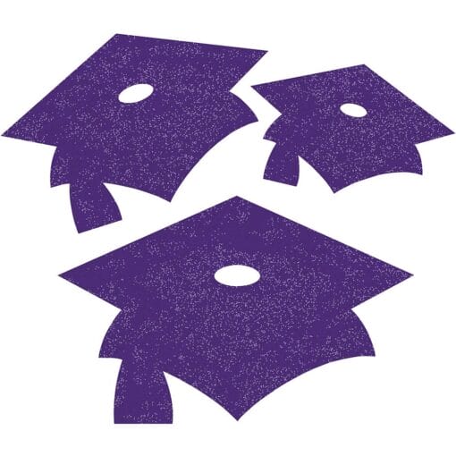 Purple Grad Caps Gltr Cutouts 12Ct