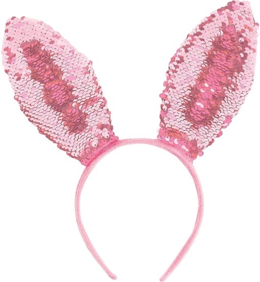 Bunny Ears Headband Pink W/Sequins