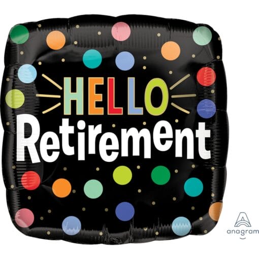 18&Quot; Sqr Hello Retirement Foil Balloon