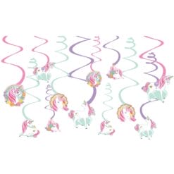 Magical Unicorn Swirl Decorations 12PCS