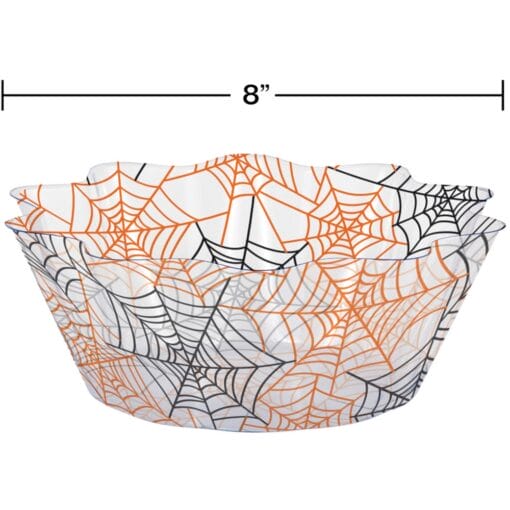 Bowl Fluted Clear Plastic W/Spiderwebs 8&Quot;