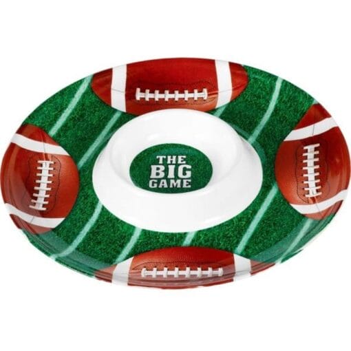 Football Round Chip/Dip Tray 13&Quot;