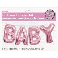 Pink Baby Letter BLLN Banner Kit 14"