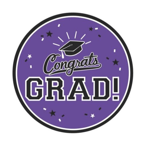 Purple Congrats Grad Plates 7” 18Ct
