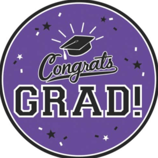 Purple Congrats Grad Plates 9” 18Ct