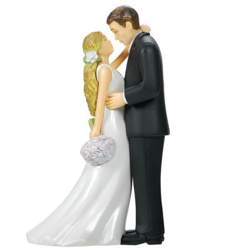 Bride &Amp; Groom W/ Bouquet Cake Topper