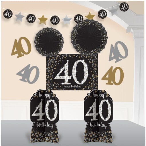 Sparkling Celebration 40Yo Room Decor Kit 10Pcs