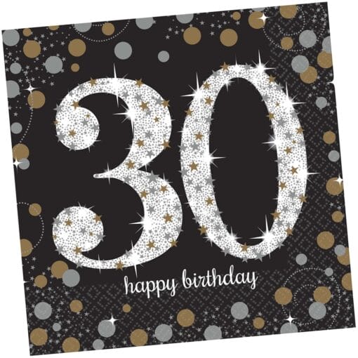 Sparkling Celebration 30Yo Napkins Lunch 16Pcs