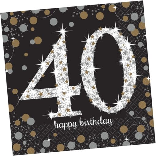 Sparkling Celebration 40Yo Napkins Lunch 16Pcs