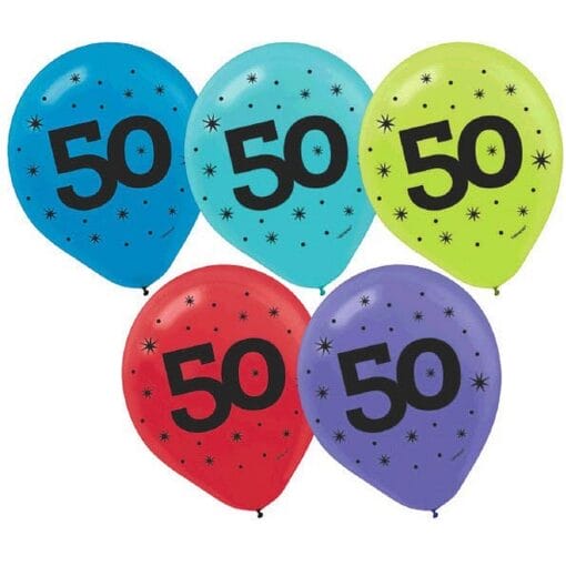 '50' Balloons Latex Printed 15Ct