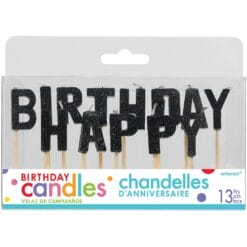 Black Glittler 'Happy Birthday' Candles