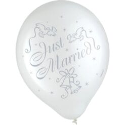 12" RND Just Married Printed Latex Balloons 15CT