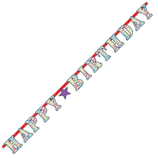 Colorful Birthday Illustrated Letter Banner