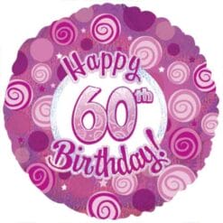 18" RND Dazzeloon Pink 60th Birthday Balloon