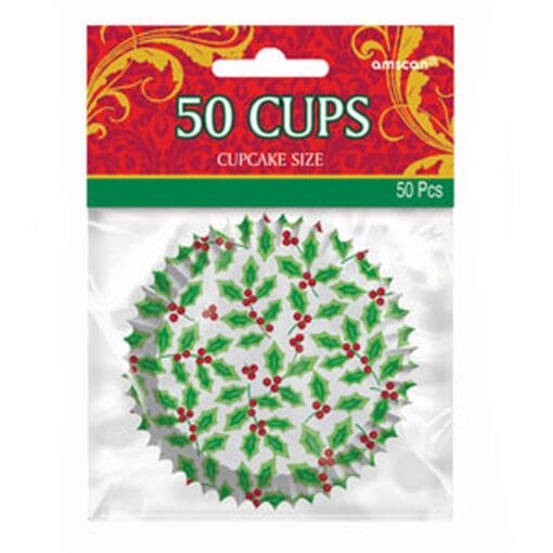 Holly Cupcake Cups 50Ct