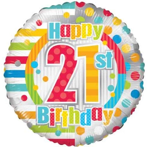 18&Quot; Rnd Happy 21St Birthday Blln