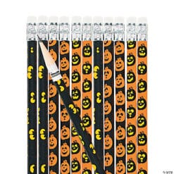 Jack-O-Lantern Pencils, Astd 12pcs