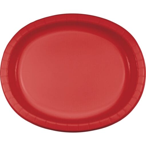 Classic Red Platter Oval Ppr 10&Quot;X12&Quot; 8Ct