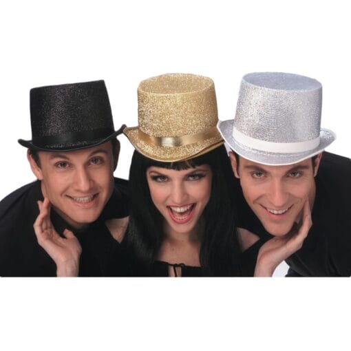 Top Hat Lame Black, Gold Or Silver