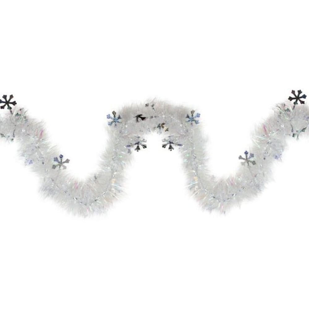 F.C. Young Shiny Silver Tinsel 12 ft. Unlit Garland