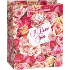 Love Roses Med Glssy Gift Bags Astd