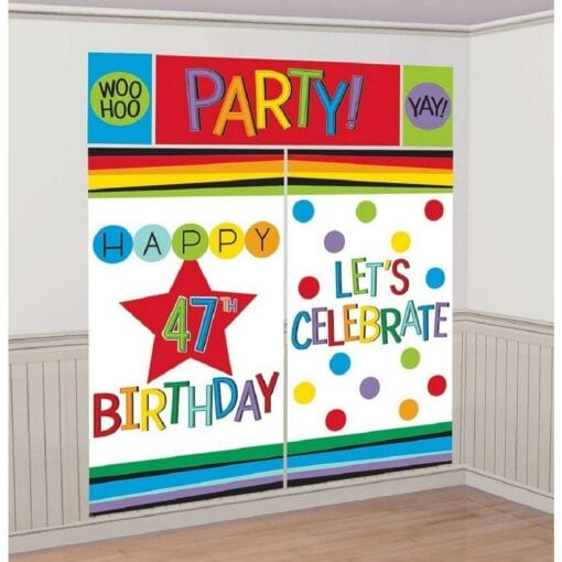 Rainbow Birthday Party Add-An-Age Scene Setters Wall Decorating Kit