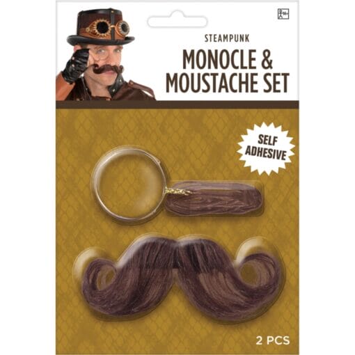 Steampunk Monocle &Amp; Moustache Set