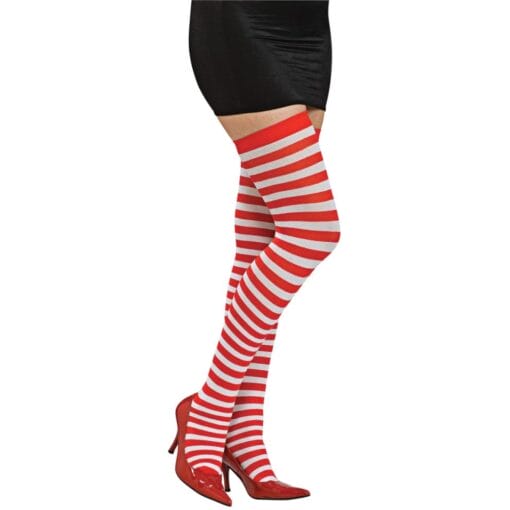 Red/White Striped Thigh Highs