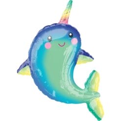 39" SHP Happy Narwhal Foil Balloon