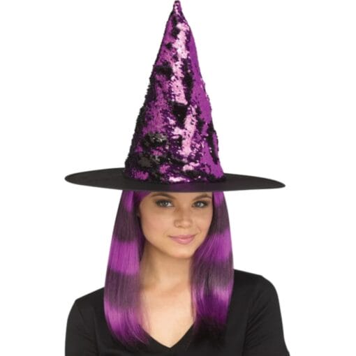 Flip Sequin Witch Hat Purple
