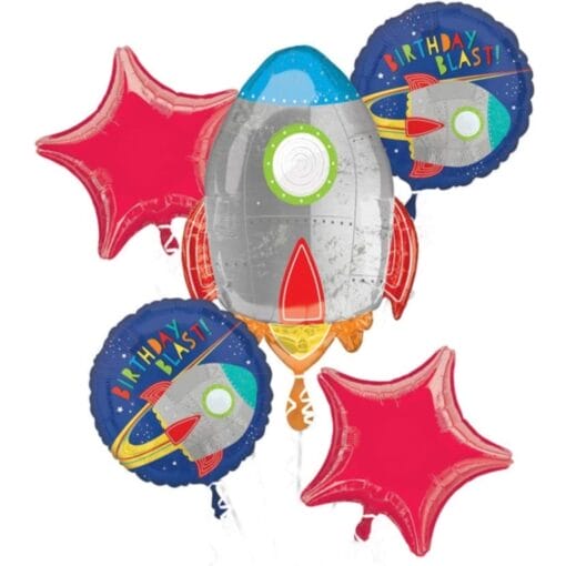 Bqt Blast Off Birthday Balloons 5 Pcs