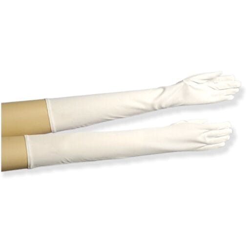 Long Nylon Gloves, White Adult