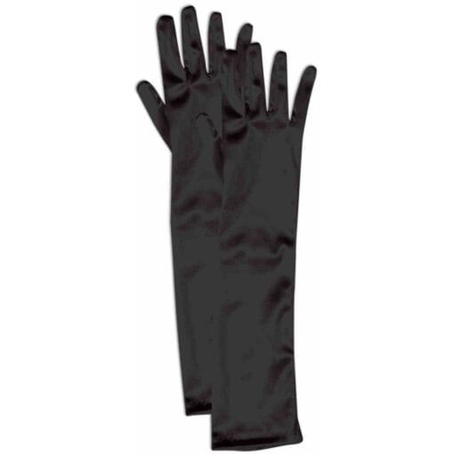 Opera Long Black Satin Gloves, Child