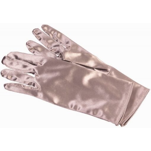 Short Satin Silver Gloves, Adult