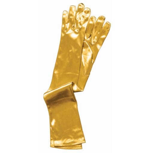 Long Satin Gloves Gold, Adult