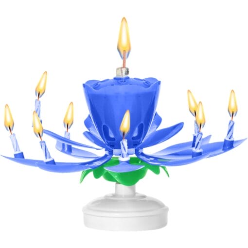 Spinning Flower Musical Candle: Blue