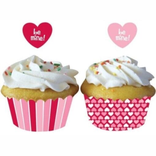 Candy Hearts Picks &Amp; Cupcake Wrappers 12Ct