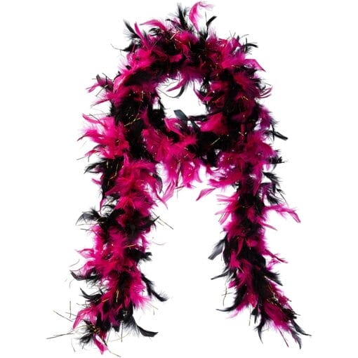 Feather Boa W/Tinsel Pink/Black Over-The-Hill