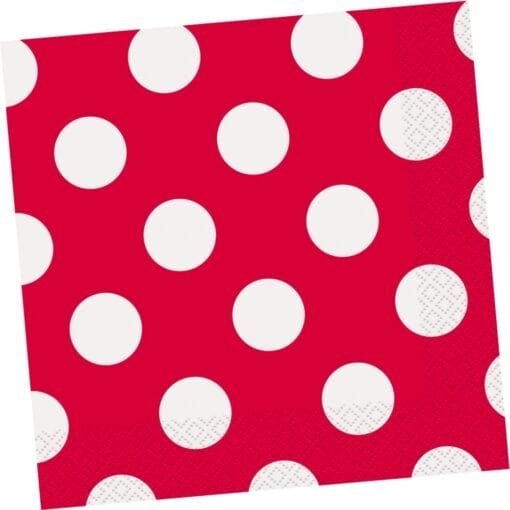 Ruby Red W/White Dots Napkins Lunch 16Ct