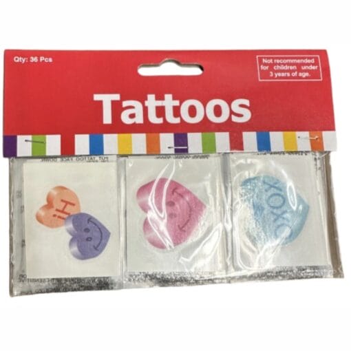 Glitter Conversation Heart Temporary Tattoos. Safe And Non-Toxic.