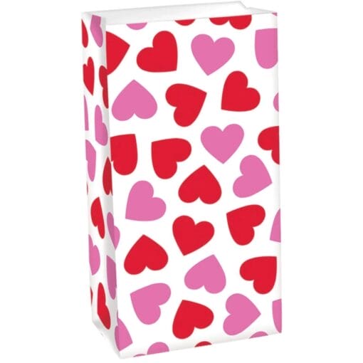 Red &Amp; Pink Paper Heart Treat Sacks 12Ct