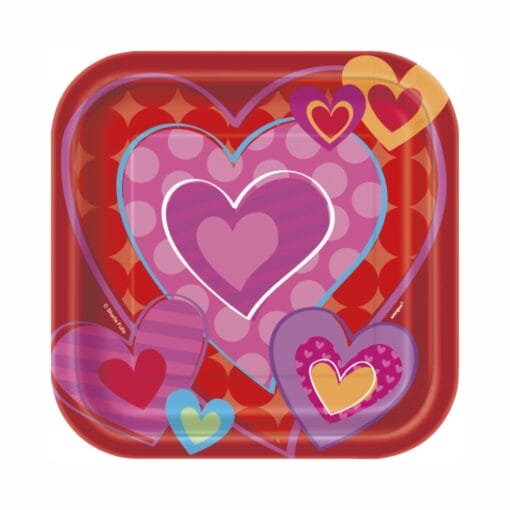 I Heart Valentines Plates Sqr 7&Quot; 10Ct