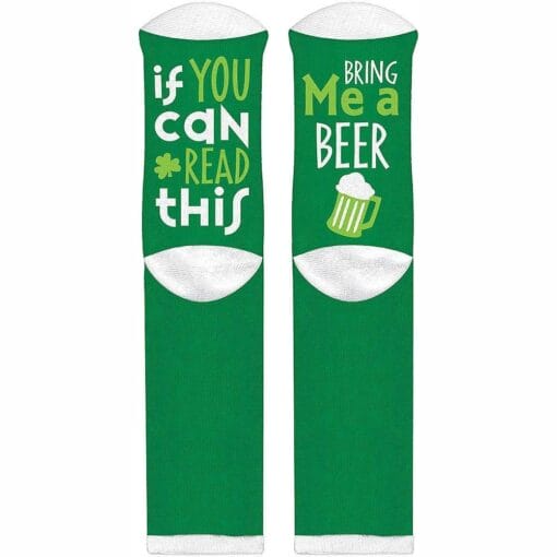 Bring Me A Beer Green Crew Socks