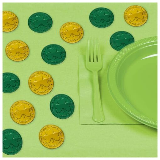 Green &Amp; Gold Coins Plastic Table Sprinkles