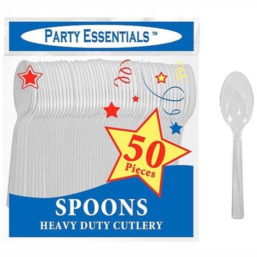 Spoons Clear Medium Weight 50Ct