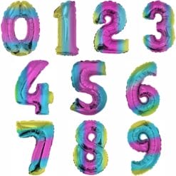34" Number Shape Rainbow Foil Balloon